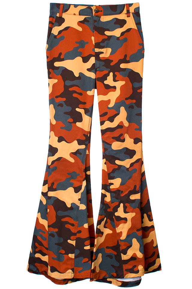 camouflage flare pants